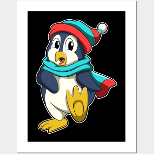 Penguin with Scarf and Hat Posters and Art